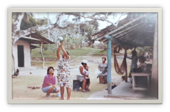 Judith’s mom in the back to the left of the hammock with her stepmom and Judith’s tias (aunts), circa 1985.