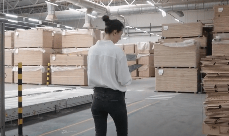 woman in warehouse