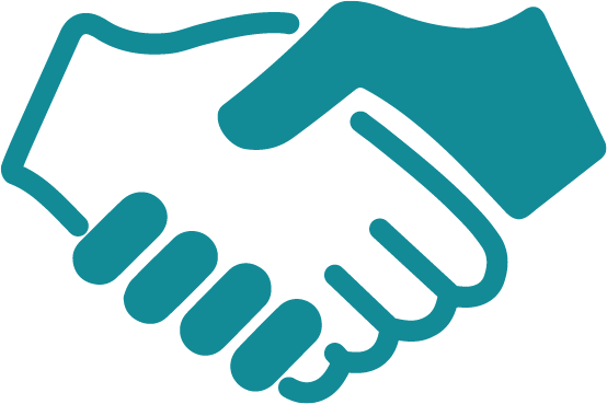 Two hands clasped in a handshake, representing networking between diverse groups