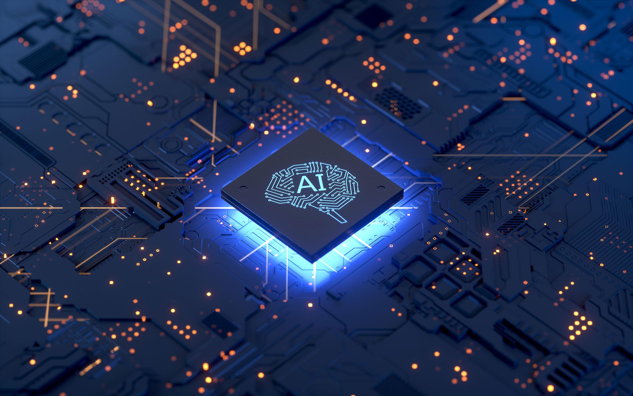 Computer chip representing artificial intelligence