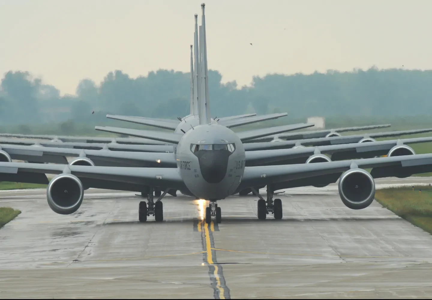 U.S. Air Force airplanes on a runway