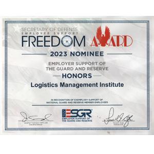Secretary of Defense Freedom Award Nominee Certificate