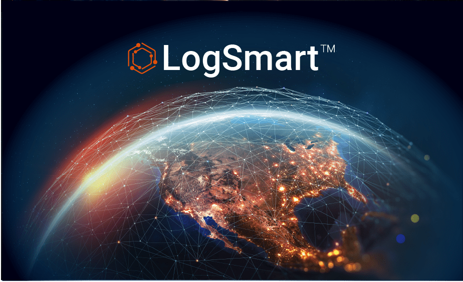logsmart logo over earth with orange glow